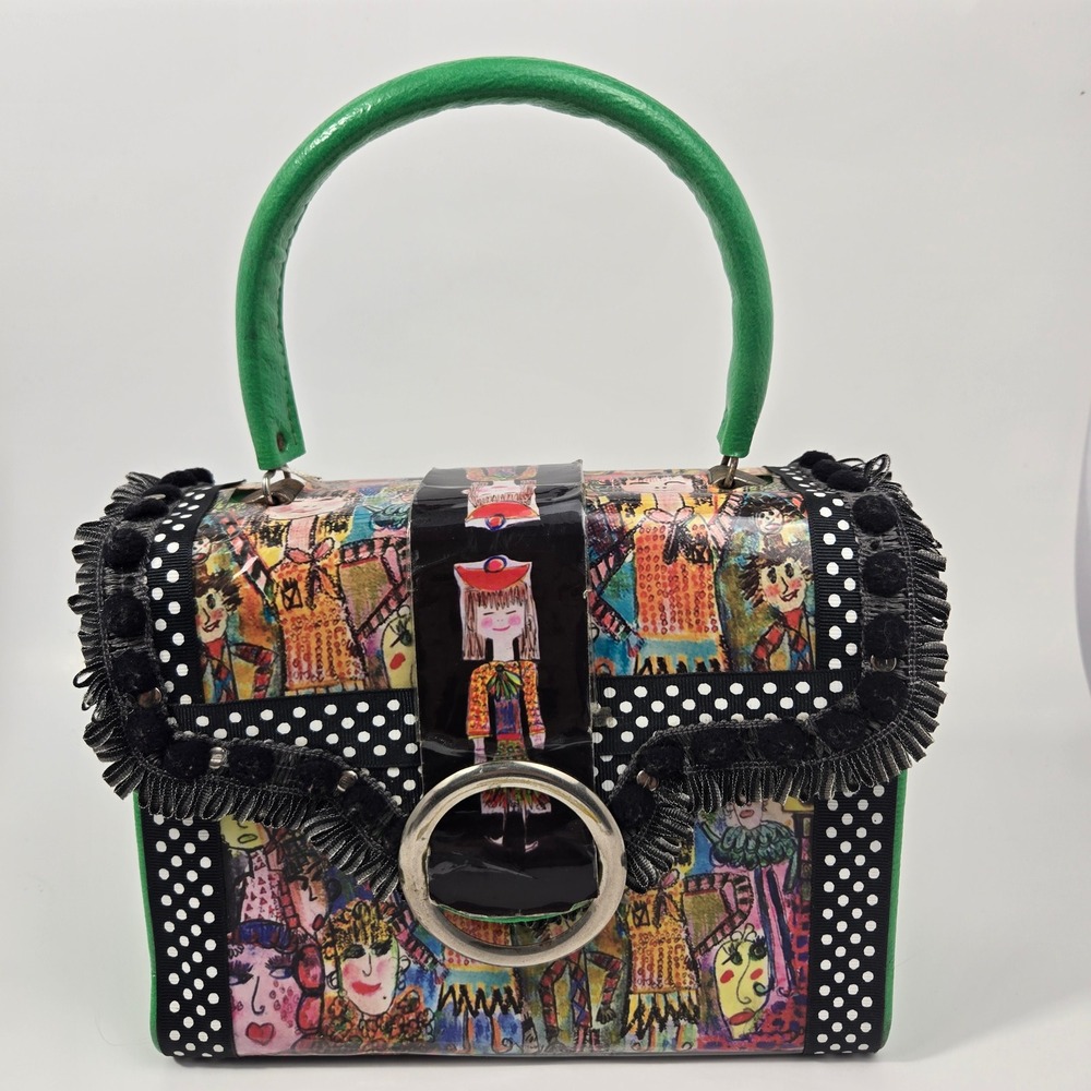 Dorie Jane Handbag Retro Remix Dorie Fans Pop Art Vintage Box Pursen Black White